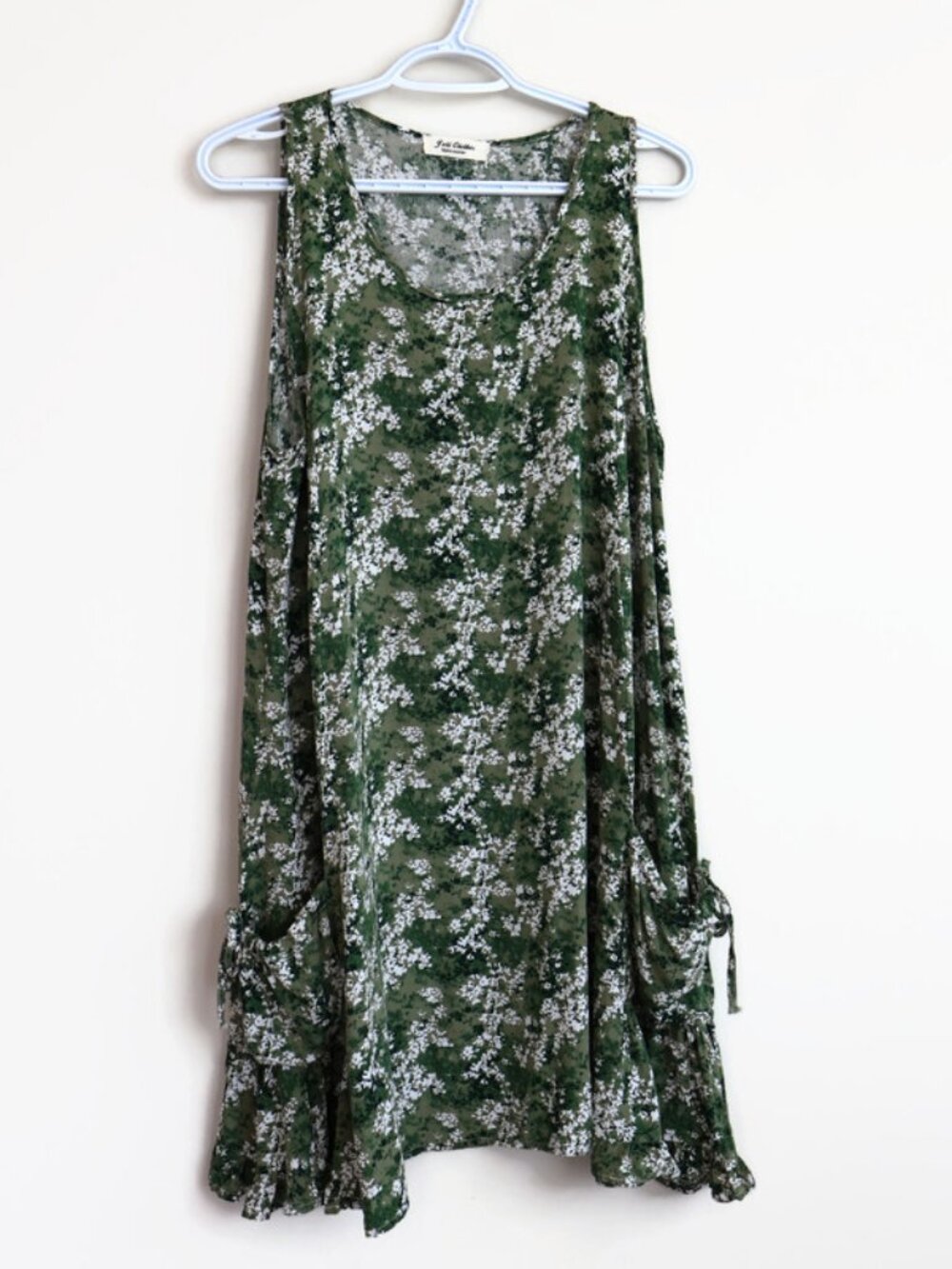Summer Dress - Size L - Pockets - Green and White - Joli Clothes Vancouver